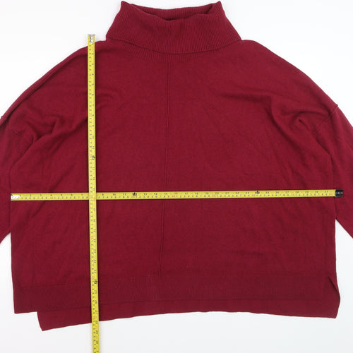 Live Unlimited Women's Red Roll Neck Plus Size 28 Relaxed Fit Jumper