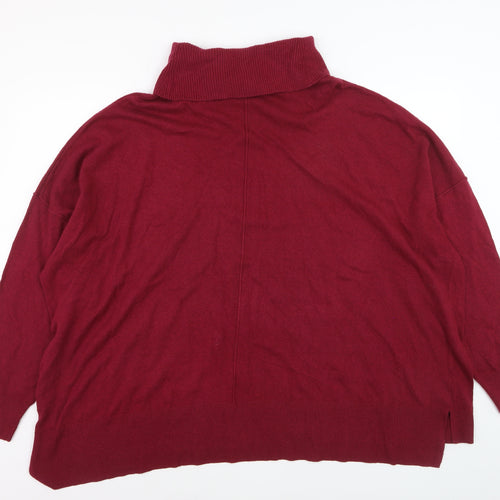 Live Unlimited Women's Red Roll Neck Plus Size 28 Relaxed Fit Jumper