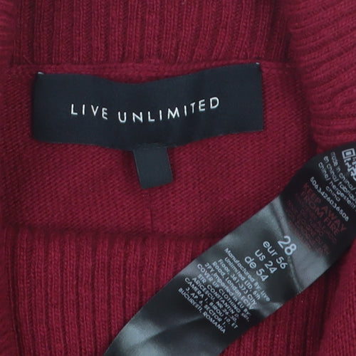 Live Unlimited Women's Red Roll Neck Plus Size 28 Relaxed Fit Jumper