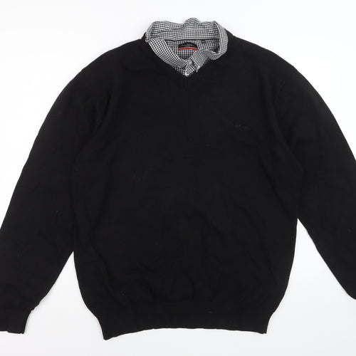 Pierre Cardin Men's Black 4XL V-Neck Cotton Pullover Jumper