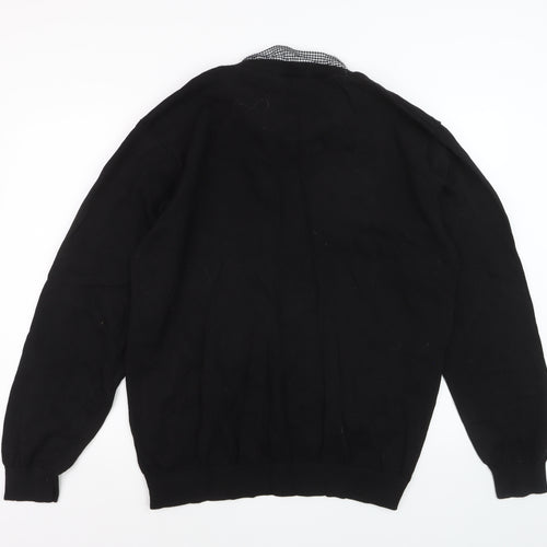 Pierre Cardin Men's Black 4XL V-Neck Cotton Pullover Jumper