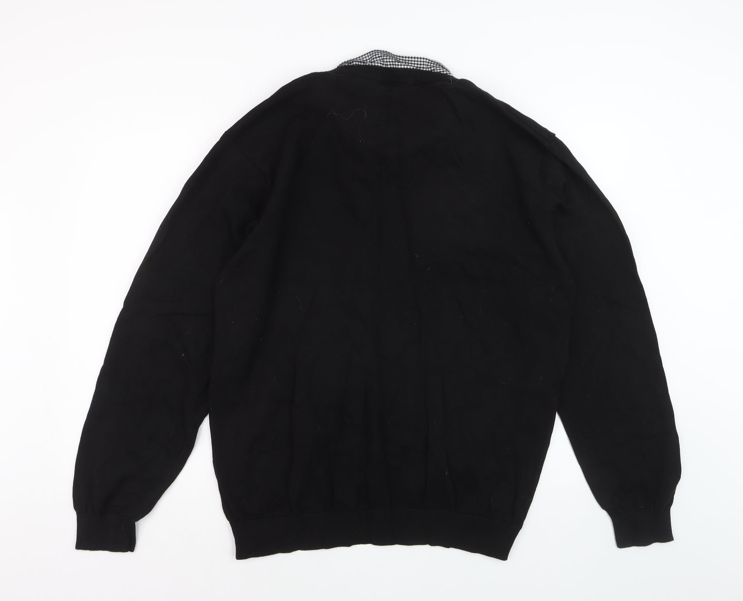 Pierre Cardin Men's Black 4XL V-Neck Cotton Pullover Jumper