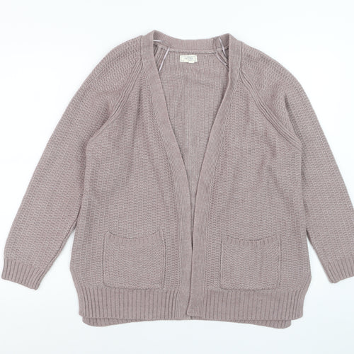 Fat Face Women Beige Knit Cardigan Size 16 Long Sleeve Open Front