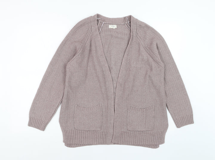 Fat Face Women Beige Knit Cardigan Size 16 Long Sleeve Open Front