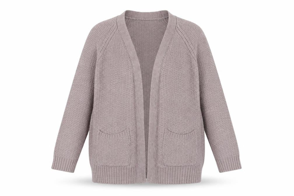 Fat Face Women Beige Knit Cardigan Size 16 Long Sleeve Open Front