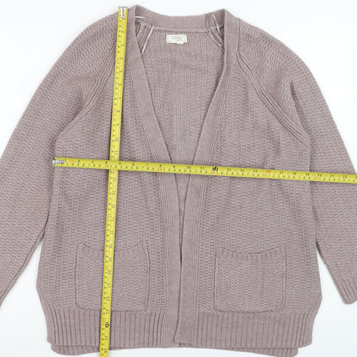 Fat Face Women Beige Knit Cardigan Size 16 Long Sleeve Open Front
