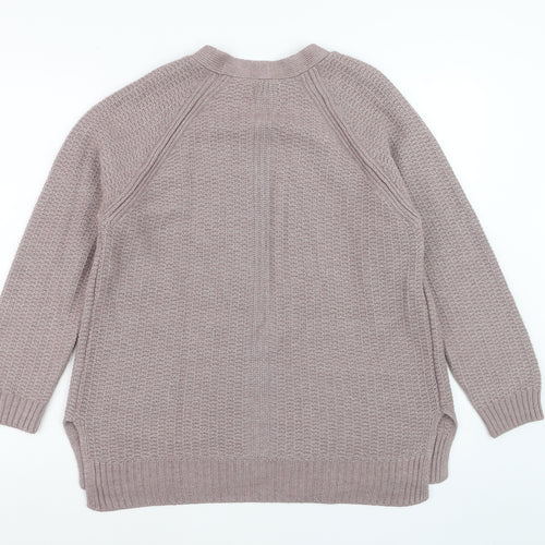Fat Face Women Beige Knit Cardigan Size 16 Long Sleeve Open Front