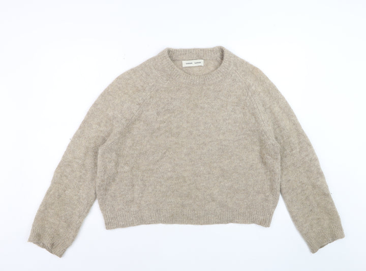 Samsøe Samsøe Women’s Beige Alpaca Crew Neck Pullover Jumper Size S
