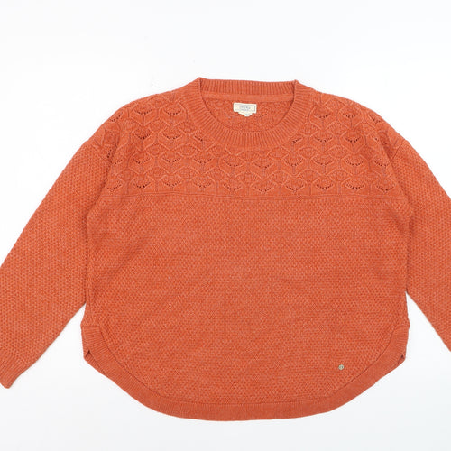 Fat Face Women's Orange Acrylic Blend Textured Knit Jumper UK 14