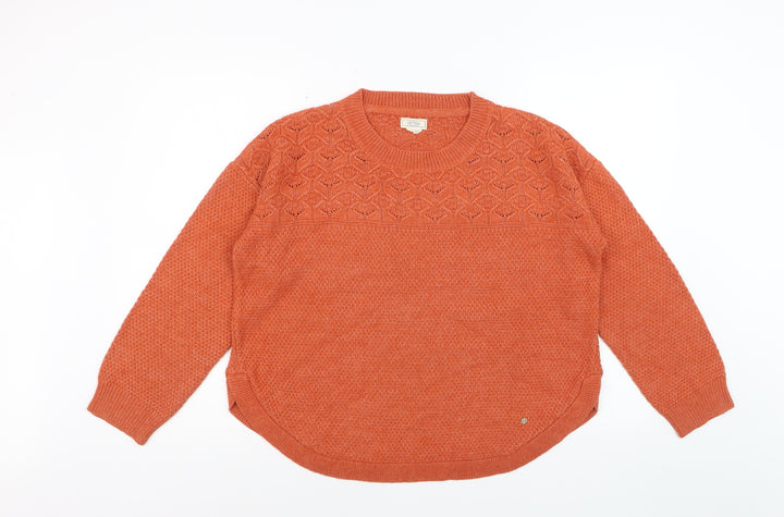 Fat Face Women's Orange Acrylic Blend Textured Knit Jumper UK 14