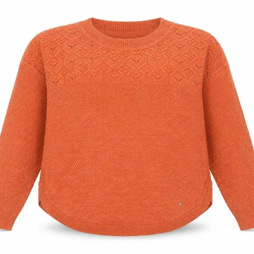 Fat Face Women's Orange Acrylic Blend Textured Knit Jumper UK 14