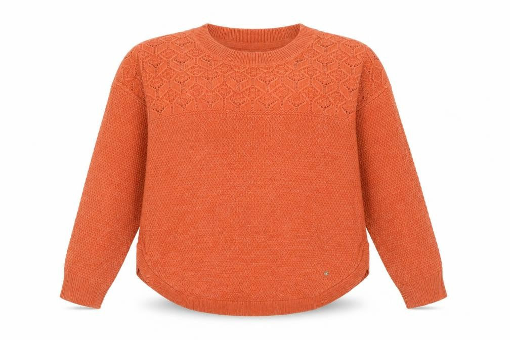 Fat Face Women's Orange Acrylic Blend Textured Knit Jumper UK 14