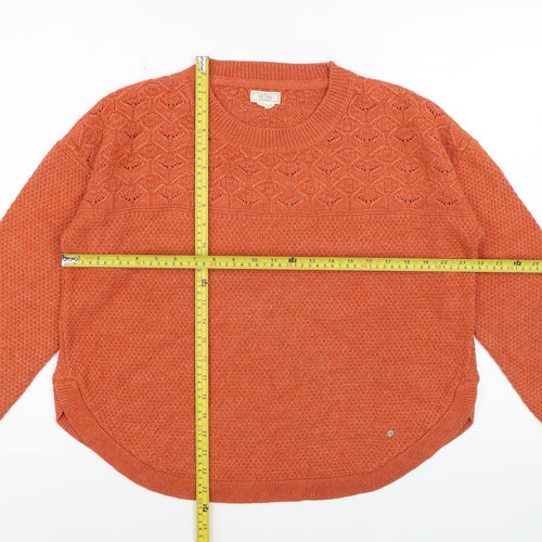 Fat Face Women's Orange Acrylic Blend Textured Knit Jumper UK 14