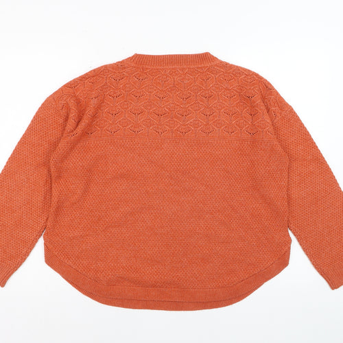 Fat Face Women's Orange Acrylic Blend Textured Knit Jumper UK 14