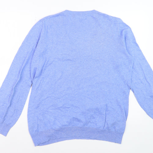 Crew Clothing Company Women Blue V-Neck Cotton Cashmere Jumper Size 16