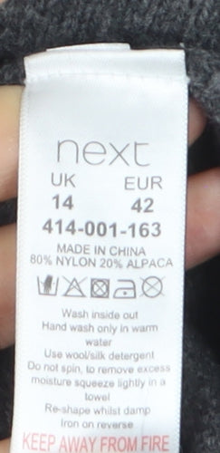 Next Women Grey Alpaca Blend Ruffle Knit Jumper Size 14
