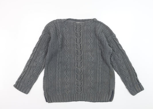 Laura Ashley Women’s Grey Cable-Knit Cotton Jumper L