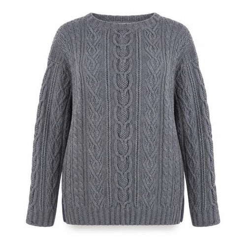 Laura Ashley Women’s Grey Cable-Knit Cotton Jumper L