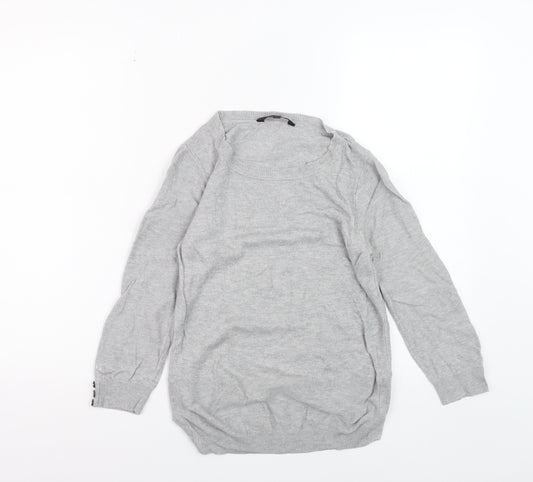 Jasper Conran Women's Grey Size 8 Crew Neck Long Sleeve Jumper