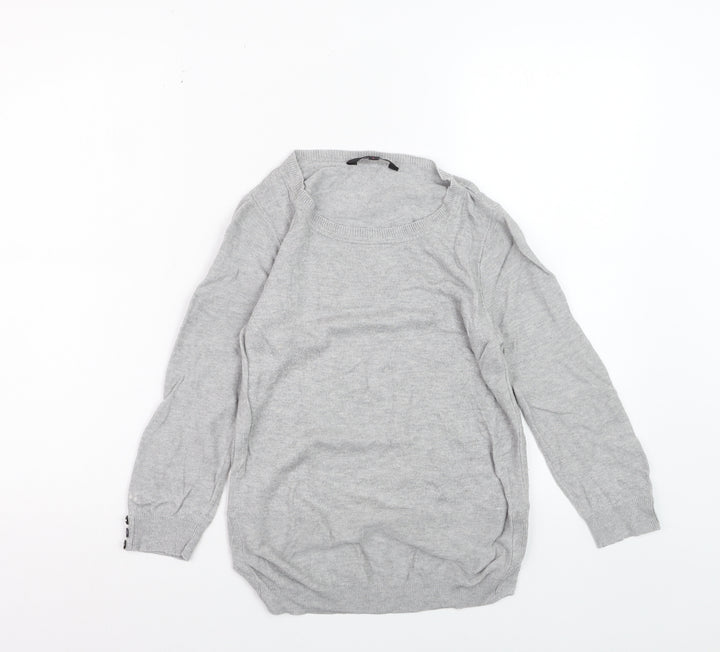 Jasper Conran Women's Grey Size 8 Crew Neck Long Sleeve Jumper