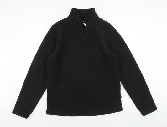 Weird Fish Men's Black Fleece 1/4 Zip Pullover Sweatshirt M