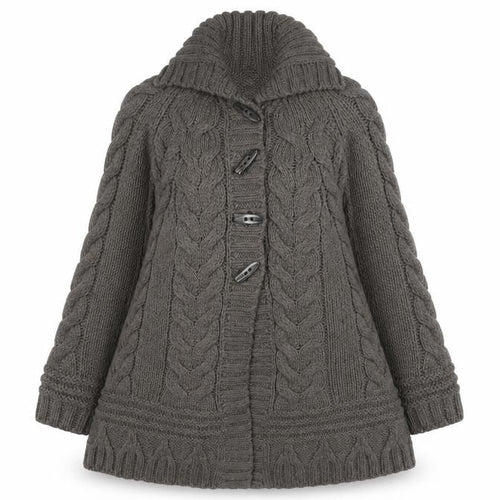Marks and Spencer Womens Brown Chunky-Knit Roll Neck Long Cardigan M