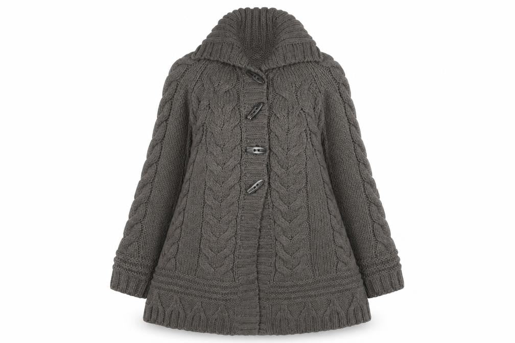 Marks and Spencer Womens Brown Chunky-Knit Roll Neck Long Cardigan M