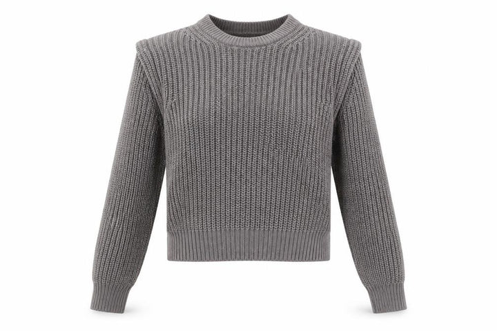 Abercrombie & Fitch Women's Grey Chunky Knit Crew Neck Jumper Size S