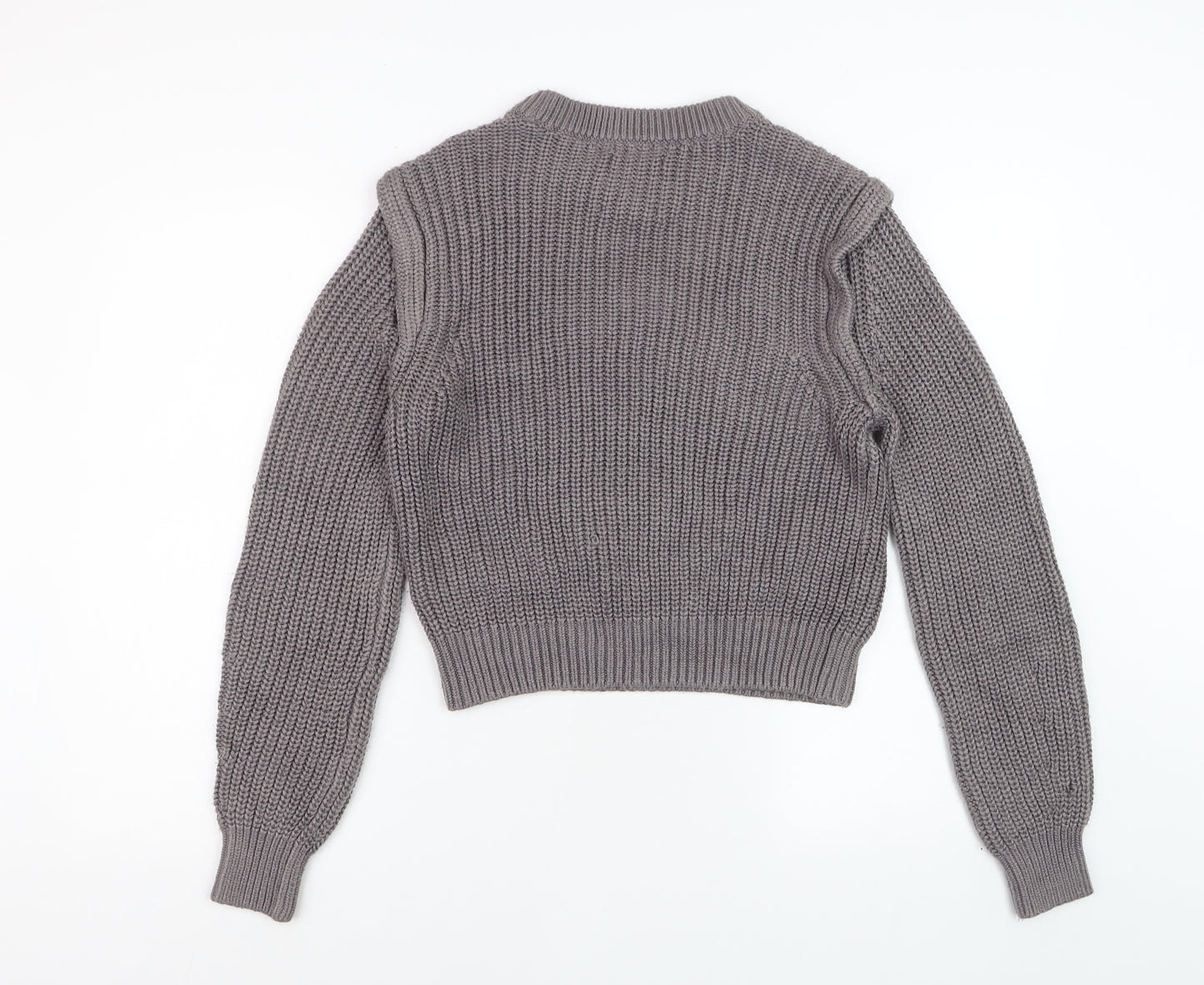 Abercrombie & Fitch Women's Grey Chunky Knit Crew Neck Jumper Size S