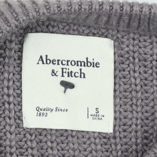 Abercrombie & Fitch Women's Grey Chunky Knit Crew Neck Jumper Size S