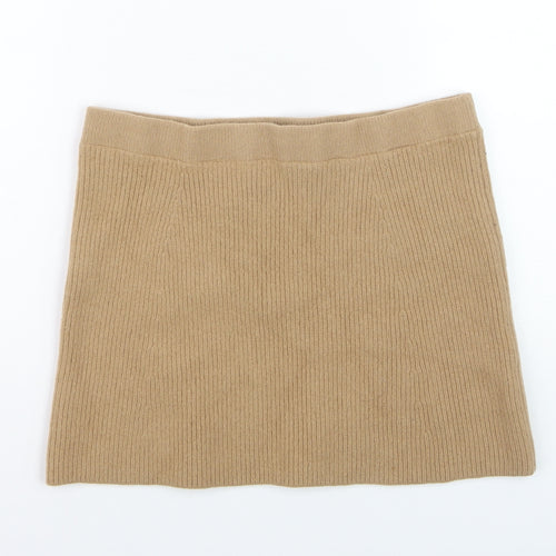 Uniqlo Women Beige Wool Knit Short Pencil Skirt L