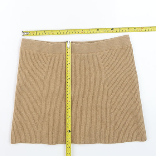 Uniqlo Women Beige Wool Knit Short Pencil Skirt L