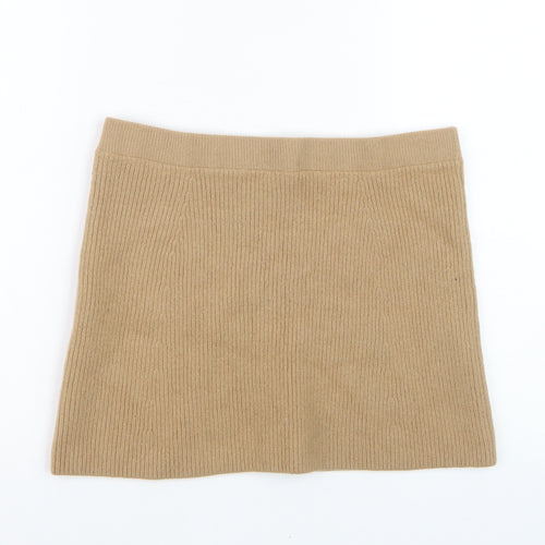 Uniqlo Women Beige Wool Knit Short Pencil Skirt L
