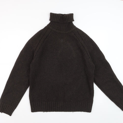 H&M L.O.G.G. Women's Brown Roll Neck Lambswool Jumper M