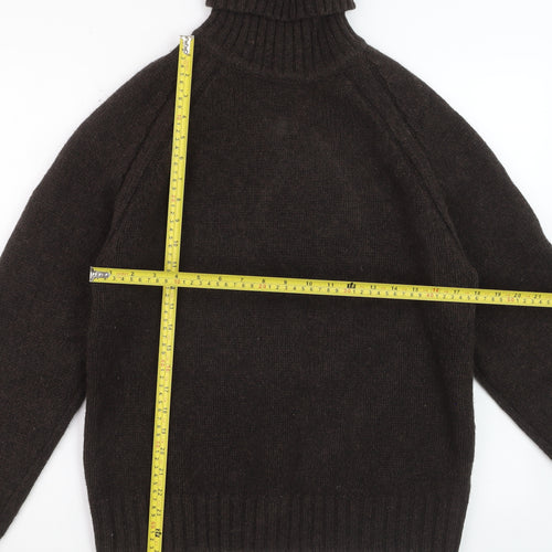 H&M L.O.G.G. Women's Brown Roll Neck Lambswool Jumper M