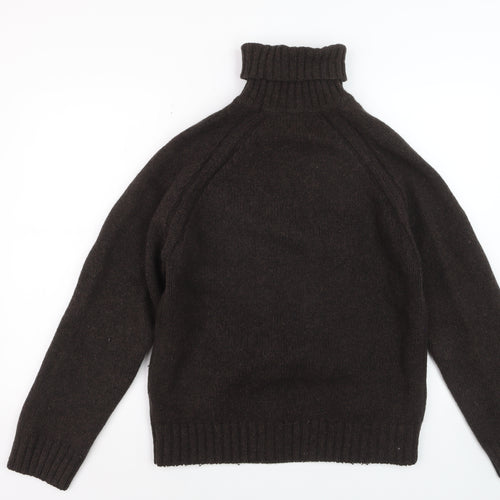 H&M L.O.G.G. Women's Brown Roll Neck Lambswool Jumper M