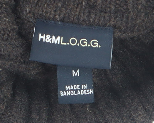 H&M L.O.G.G. Women's Brown Roll Neck Lambswool Jumper M