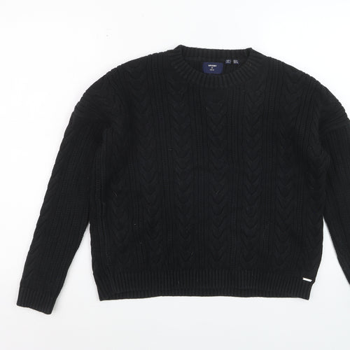 Superdry Womens Black Cable-Knit Cotton Jumper UK 10