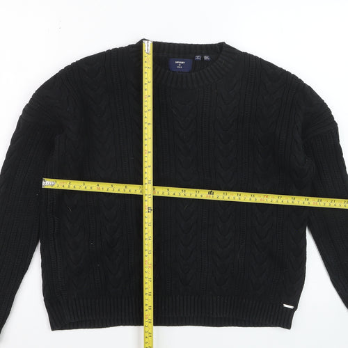 Superdry Womens Black Cable-Knit Cotton Jumper UK 10
