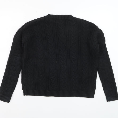 Superdry Womens Black Cable-Knit Cotton Jumper UK 10