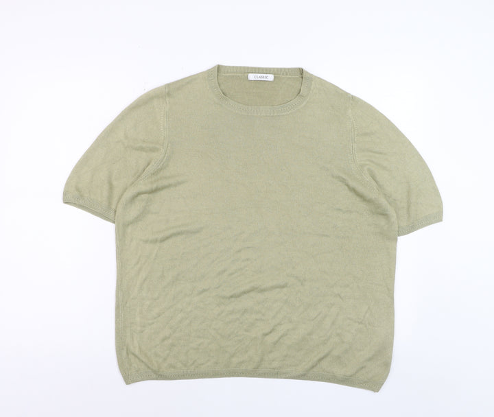 Marks and Spencer Women's Green Acrylic Short Sleeve Pullover Jumper Size 20