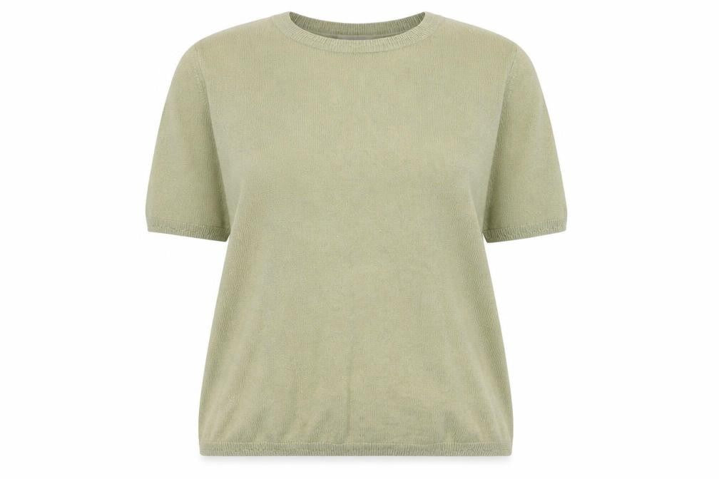 Front view of Marks & Spencer Women's Green Acrylic Short Sleeve jumper, size 20