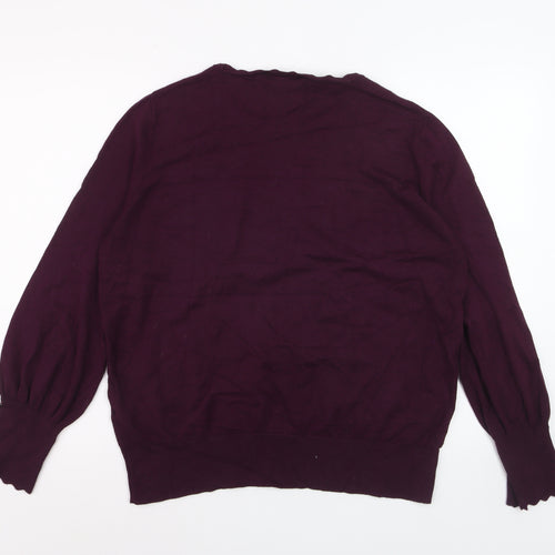 Lipsy Women Purple Crew Neck Long Sleeve Pullover Jumper Size 18