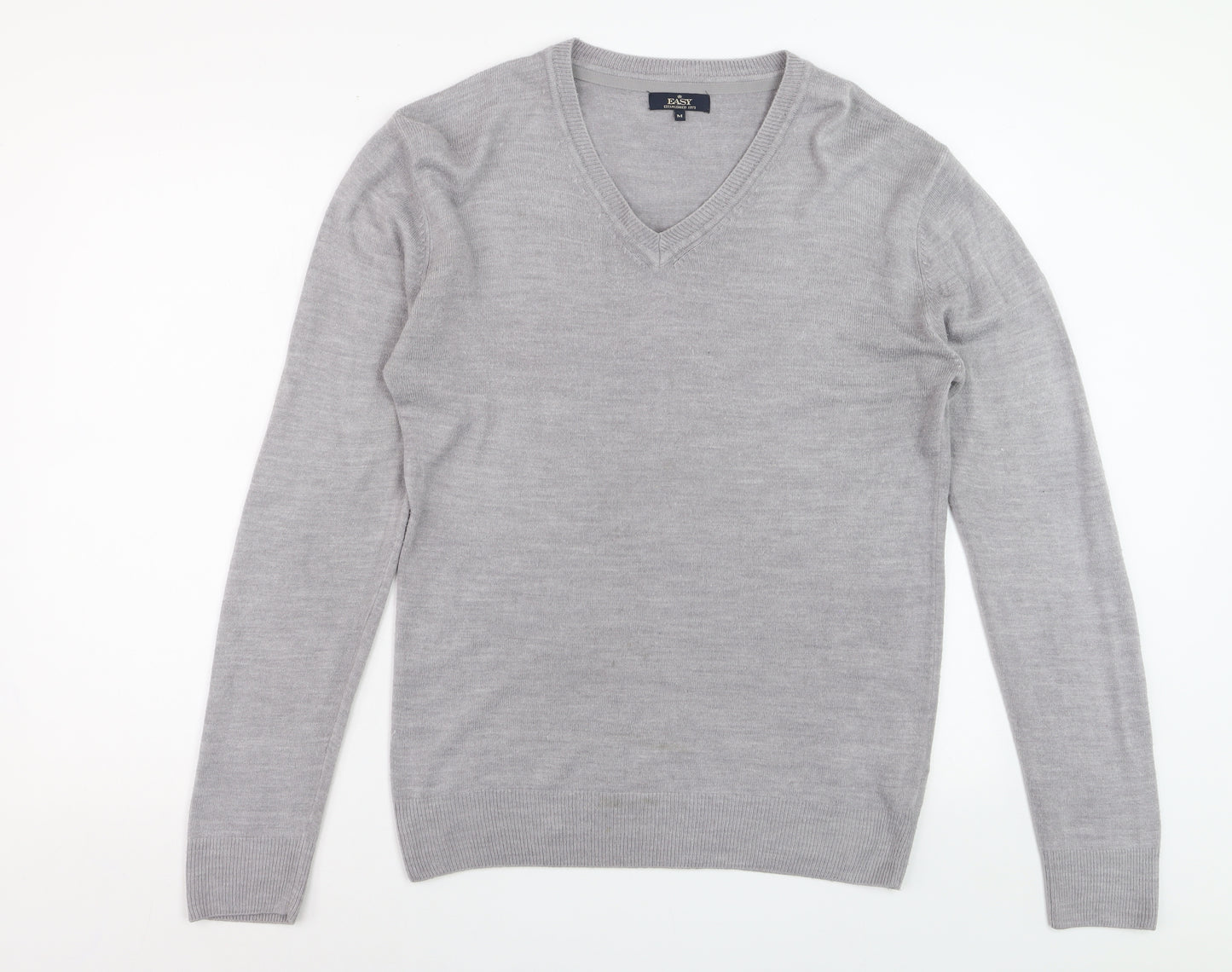 Easy Men’s Grey V-Neck Acrylic Knit Jumper Size M