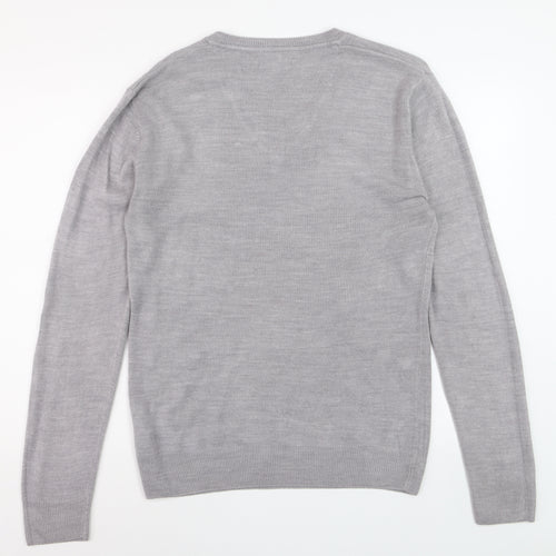 Easy Men’s Grey V-Neck Acrylic Knit Jumper Size M
