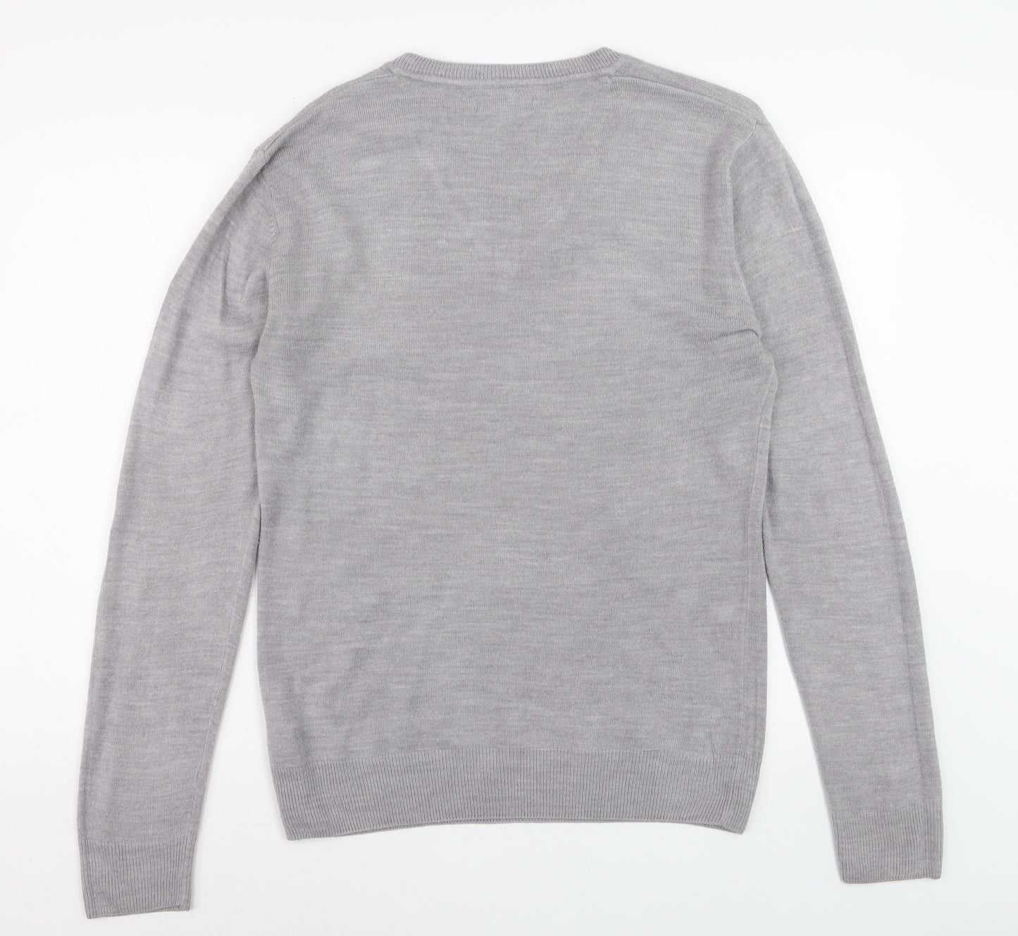 Easy Men’s Grey V-Neck Acrylic Knit Jumper Size M