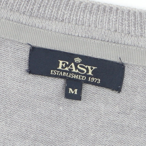 Easy Men’s Grey V-Neck Acrylic Knit Jumper Size M