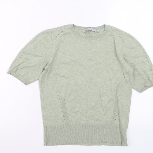Oasis Women Green Short Sleeve Crew Neck Knit Jumper Size S