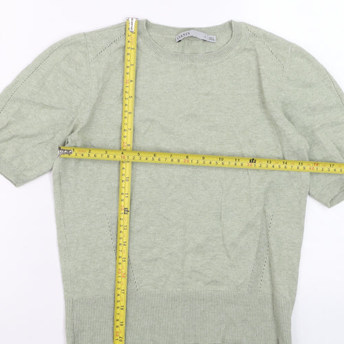 Oasis Women Green Short Sleeve Crew Neck Knit Jumper Size S