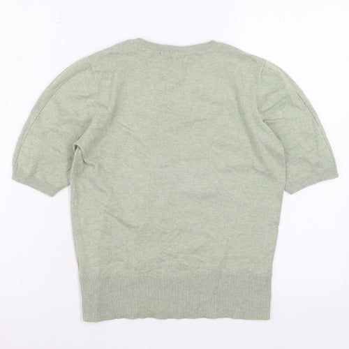 Oasis Women Green Short Sleeve Crew Neck Knit Jumper Size S